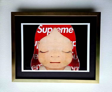 Death NYC Original FramedPop Art Hand Signed YOSHITOMO NARA GIRL SUPREME COA #8: Up for Sale this Beautiful and Scarce Print by Pop Art Graffiti Master Artist Death NYC Hand Signed in Pencil Numbered X/100 or Artist Proof This piece is mounted on a 14 x 11 in. black acid free blac