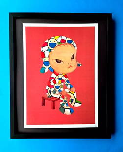Death NYC Hand Signed Large Framed Print 16x20in MY YOSHITOMO NARA GIRL COA #9: Up for Sale this Beautiful and Scarce Print by Pop Art Graffiti Master Artist Death NYC Hand Signed in Pencil Numbered X/100 or Proof This piece is mounted on a 20 x 16 in. black acid free black board