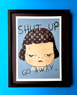 Death NYC Hand Signed Large Framed Print 16x20in MY YOSHITOMO NARA GIRL COA #9: Up for Sale this Beautiful and Scarce Print by Pop Art Graffiti Master Artist Death NYC Hand Signed in Pencil Numbered X/100 or Proof This piece is mounted on a 20 x 16 in. black acid free black board