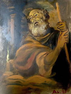 Oil painting Denial of the Apostle Peter Alexander Arkadievich Litvinov: &#8470;Litv 48AAA *** ABOUT THIS PAINTING *** * TITLE: "Denial of the Apostle Peter" * ARTISTS: Alexander Arkadievich Litvinov * SIZE: 15.5x20 cm/'6.10x7.87 inches' * MEDIUM: oil, cardboard * HAND PAI