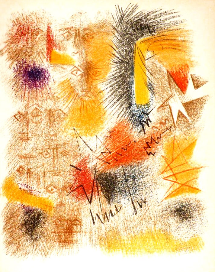 1973 Andre Masson Original Lithograph 3 Graphik: Artist: Andre Masson Country: France Title: Untitled 3 Medium: Original Lithograph Marks: not signed, not numbered Paper Size: 14 x 11.75 inch Printed: 1972 by Mourlot Paris Provenance: Book And