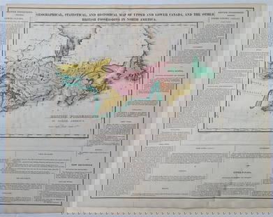 1822 MAP of CANADA & BRITISH POSESSIONS in NORTH AMERICA GEOGRAPHICAL antique: 1822 MAP OF CANADA & OTHER BRITISH POSESSIONS in NORTH AMERICA GEOGRAPHICAL STATISTICAL HISTORICAL # 4 from Carey & Lea&#8217;s Complete Historical, Chronological, and Geographical American Atlas. Ove