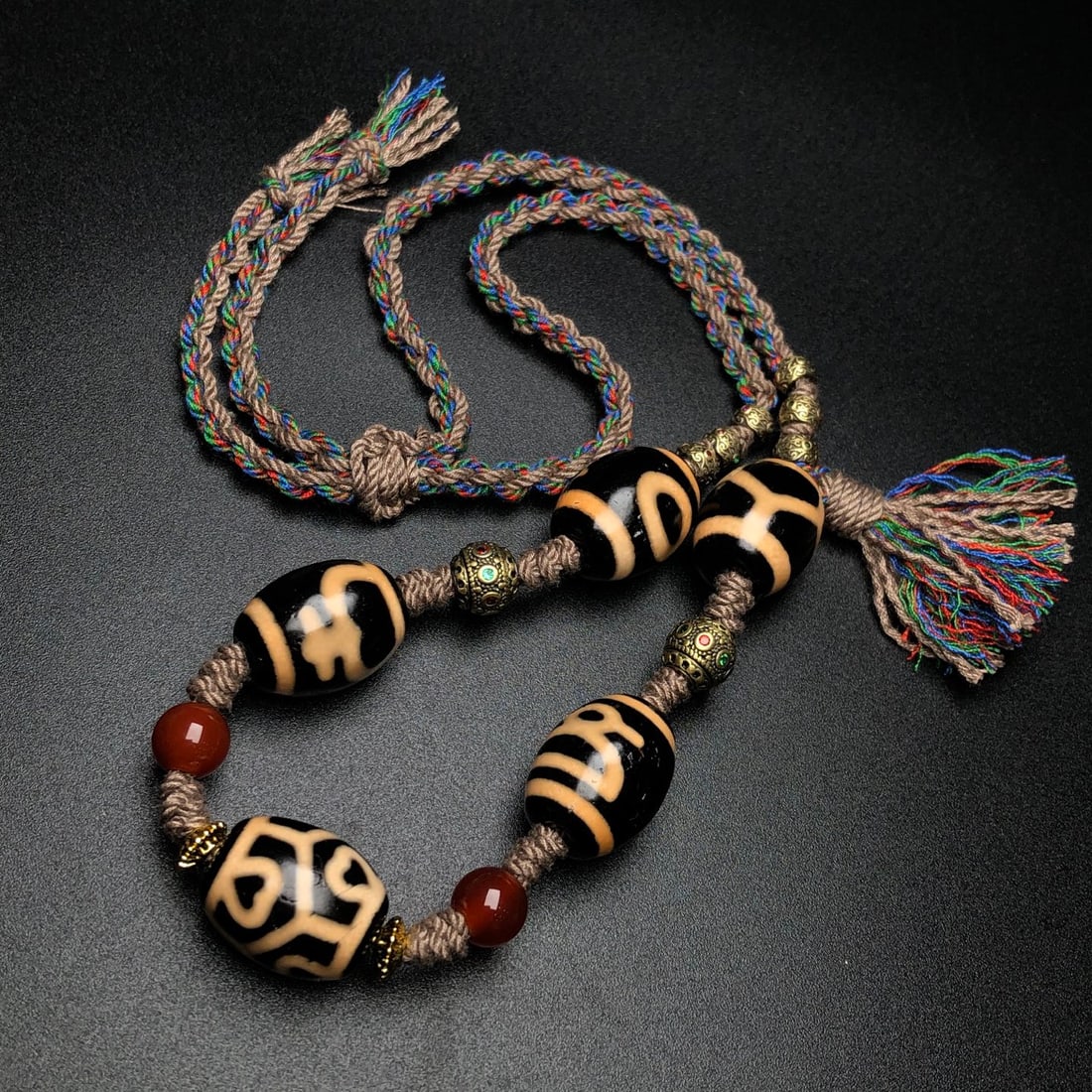 Old Tibetan DZI Agate Necklace (1 of 9)