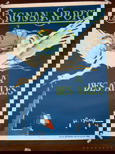 Bignan Sport - Art Joe Bridge (1921) 48x63 French Advertising Poster LB: Bignan Sport - Art Joe Bridge (1921) 48x63 French Advertising Poster LB, Please refer to the attached photos to determine the condition of this original vintage item. Note: LB means Linen Backed. Read