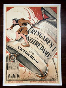 The Hunchback Of Notre Dame - Victor Hugo (1923) Swedish One Sheet Movie Poster LB: The Hunchback Of Notre Dame - Victor Hugo (1923) Swedish One Sheet Movie Poster LB, Please refer to the attached photos to determine the condition of this original vintage item. Note: LB means Linen B