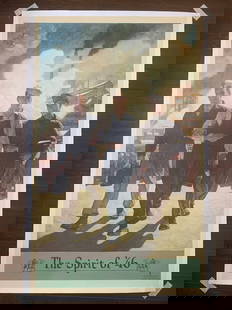 Spirit Of '46 - Art By Wyeth (1946) 27.375x44.125 US Post WWII Veterans Poster LB: Spirit Of '46 - Art By Wyeth (1946) 27.375x44.125 US Post WWII Veterans Poster LB, Please refer to the attached photos to determine the condition of this original vintage item. Note: LB means Linen Ba