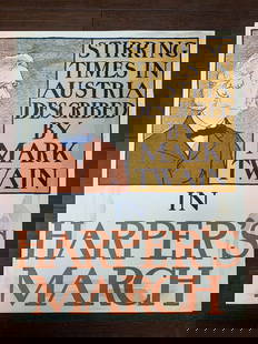 Harper's March Mark Twain - Art by Penfield (1901) 9x12.5 US Advertising Poster: Harper's March Mark Twain - Art by Penfield (1901) 9x12.5 US Advertising Poster, Please refer to the attached photos to determine the condition of this original vintage item. Note: LB means Linen Back