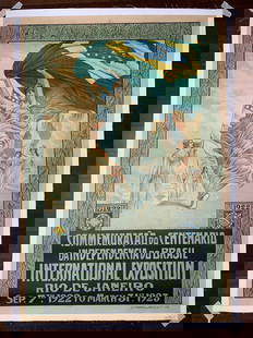 International Expo - Art C. Oswald (1922) 30x44 Brazilian Lithograph Poster LB: International Expo - Art C. Oswald (1922) 30x44 Brazilian Lithograph Poster LB, Please refer to the attached photos to determine the condition of this original vintage item. Note: LB means Linen Backe