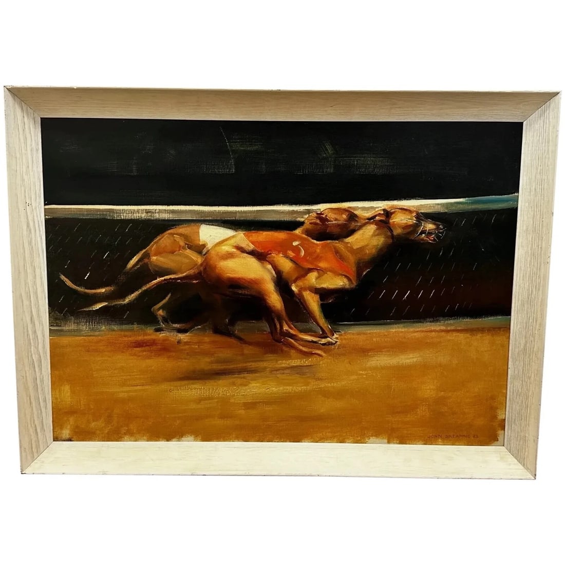 Greyhounds Racing Original Oil Painting by John Rattenbury Skeaping 1901–1980: Greyhounds Racing Original Oil Painting by John Rattenbury Skeaping 1901–1980 Fine Sporting Art: “Greyhounds Racing” – Original Oil Painting by John Rattenbury Skeaping (1901&#