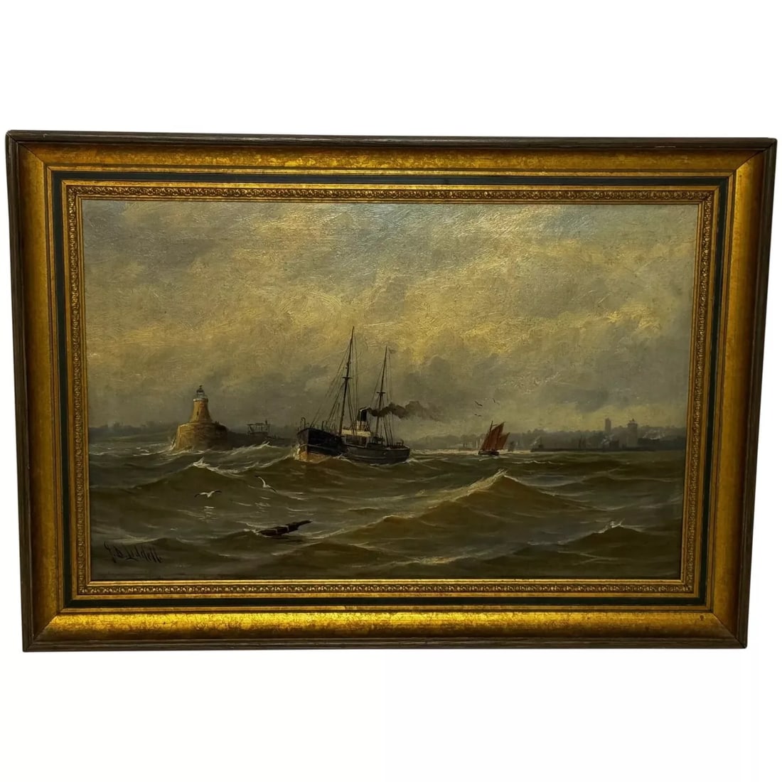 Oil Painting Pilot Tug Boat On Tyne Tynemouth Lighthouse by John Davison Liddell: Oil Painting Pilot Tug Boat On Tyne Tynemouth Lighthouse by John Davison Liddell 1 Fine British Victorian Marine Oil Painting Pilot Steam Tug Boat Leaving The Tyne Newcastle By John Davison Liddell. I