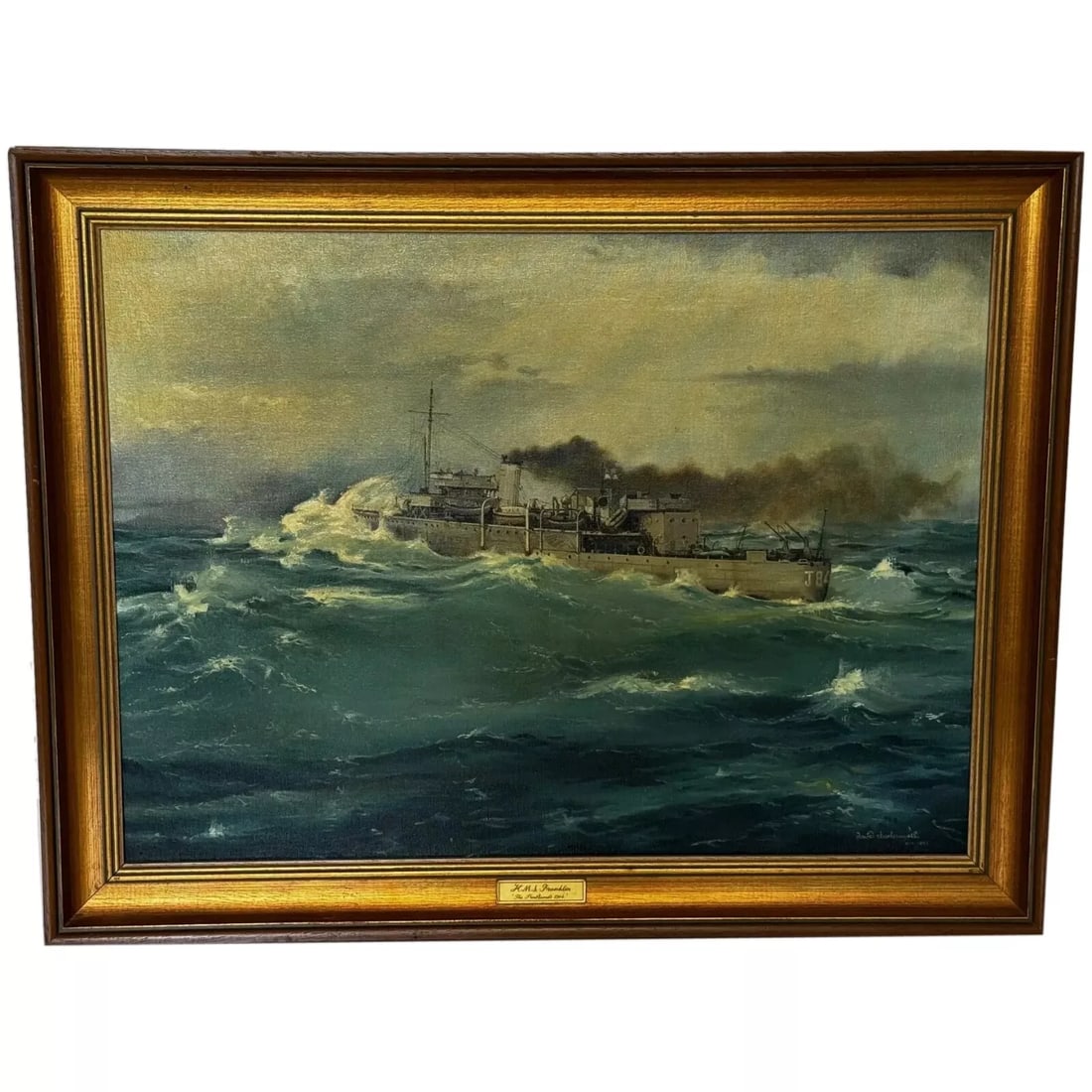 Oil Painting HMS Franklin Ship The Pentlands 1944 WW2 Convoy Duty North Sea: Oil Painting HMS Franklin ShipThe Pentlands 1944 WW2 Convoy Duty North Sea 1 Fine Nautical British Seascape Art Marine Oil Painting HMS Franklin Ship The Pentlands 1944 WW2 Convoy Duty North Sea by Da