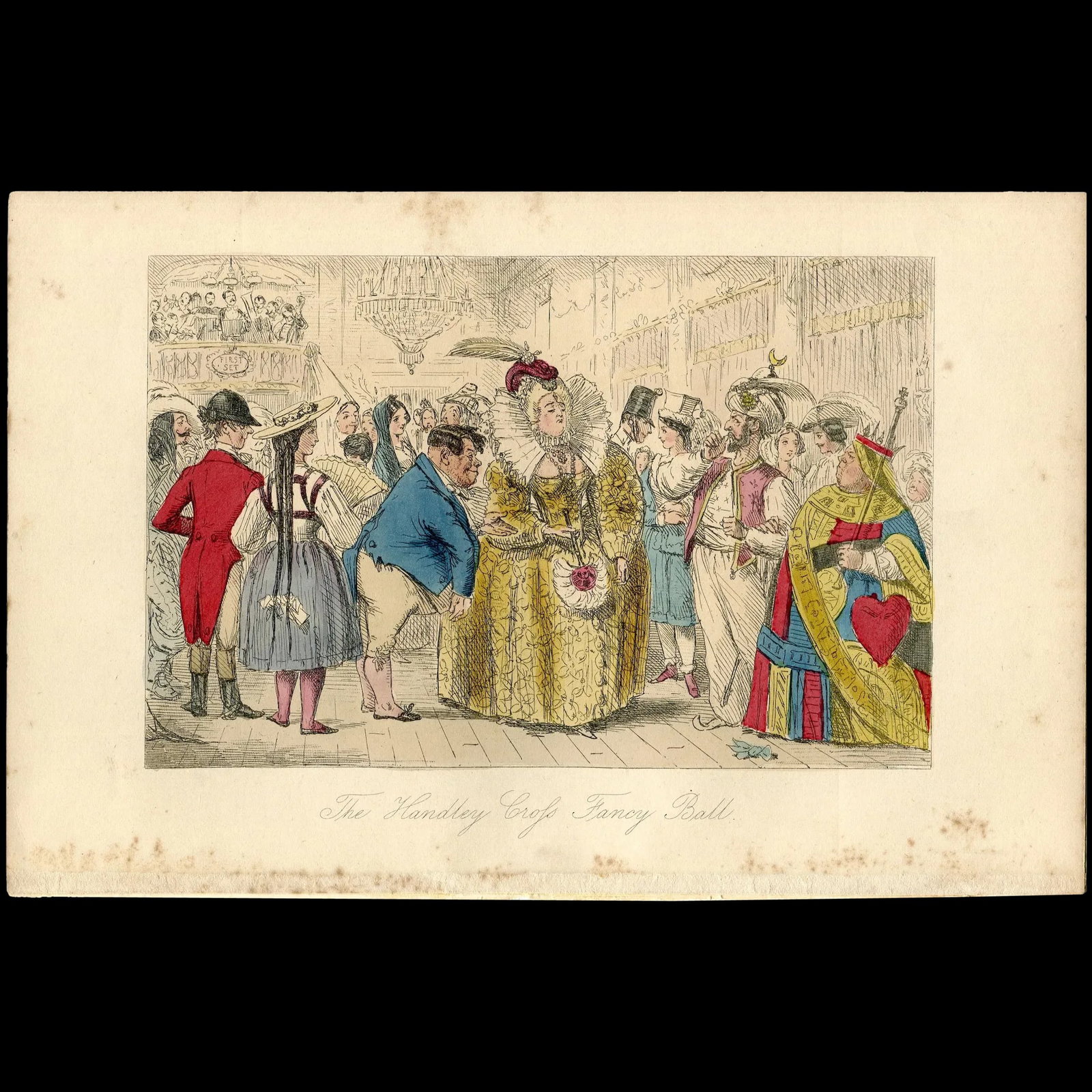 John Leech. The Handley Crofs Fancy Ball. 1854 engraving: The Handley Crofs Fancy Ball. John Leech (29 August 1817 – 29 October 1864). Provenance: Handley Cross; or, Mr. Jorrocks's Hunt written by Robert Smith Surtees. Illustrated by John Leech. Publis