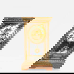 Crystal Face and Pendulum Clock Made by Ansonia Clock of New York: Title: Crystal Face and Pendulum Clock Made by Ansonia Clock of New York Description: Crystal face and pendulum clock made by Ansonia Clock of New York. Bronze case in all beveled glass surround. More