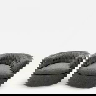 Mid-Century Modern Style Swivel, Rolling Lounge Chairs, Baughman Style, Boucle: Title: Mid-Century Modern Style Swivel, Rolling Lounge Chairs, Baughman Style, Boucle Description: More Information: In the Style of: Milo Baughman Origin: United States Period: 2000-2021 Materials: B