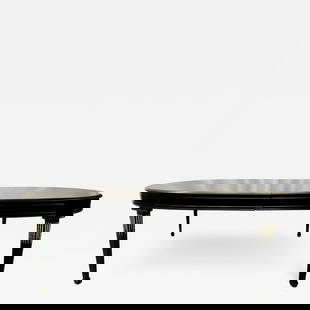 Maison Jansen Louis XVI Dining Table, Conference, Ebony, Bronze, French 1930s: Title: Maison Jansen Louis XVI Dining Table, Conference, Ebony, Bronze, French 1930s Description: Maison Jansen Style Dining Table in Louis XVI Style having a semi gloss matt finish with bronze mounts