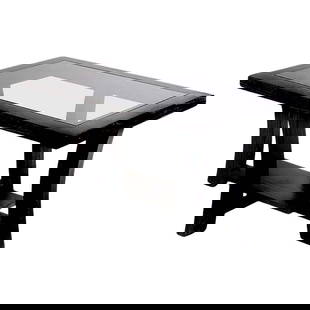 Paul Frankl Black Stepped Side Table for Brown Saltman: About the Item This museum-quality table designed by Paul Frankl for Brown-Saltman represents a departure from Paul Frankl's previously established "skyscraper" design. This elegant glass-top side tab