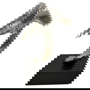 1980s Modernist Lockheed F-117 Nighthawk Chrome Sculpture w/ Black Granite Base: About the Item Striking chrome-plated steel sculpture of the famous Lockheed F-117 Nighthawk stealth jet fixed to a black onyx-colored granite base. The sculpture captures the stealth of the legendary