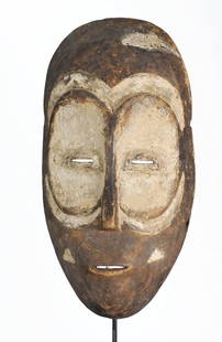 Large 15" BEMBE Zoomorphic Owl Wood Mask Congo DRC African Tribal Art 1211: CONGO DRC BEMBE LARGE ZOOMORPHIC OWL MASK The Bembe are based in eastern Democratic Republic of Congo, north of Lake Tanganyika. (Do not confuse them with the Beembe who sometimes also spell Bembe and
