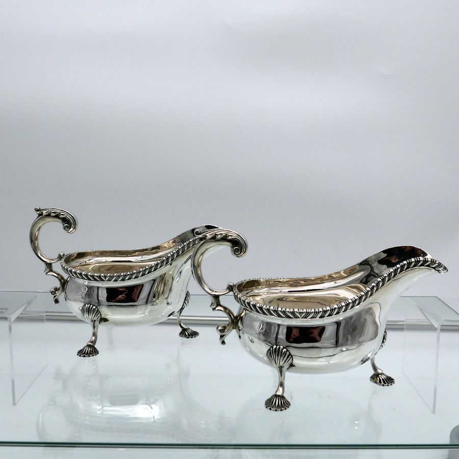 Early 20th Century Antique George V Sterling Silver Pair Sauceboats London 1914 Lionel Alfred (1 of 11)