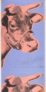 Andy Warhol Cow Poster: Title: Andy Warhol Cow Poster Description: Andy Warhol Cow Poster measuring at 59x29.5 inches Date: 1971 Material: Fine Art Paper Additional Information: Possible Reproduction/Printed Later Reserve: $
