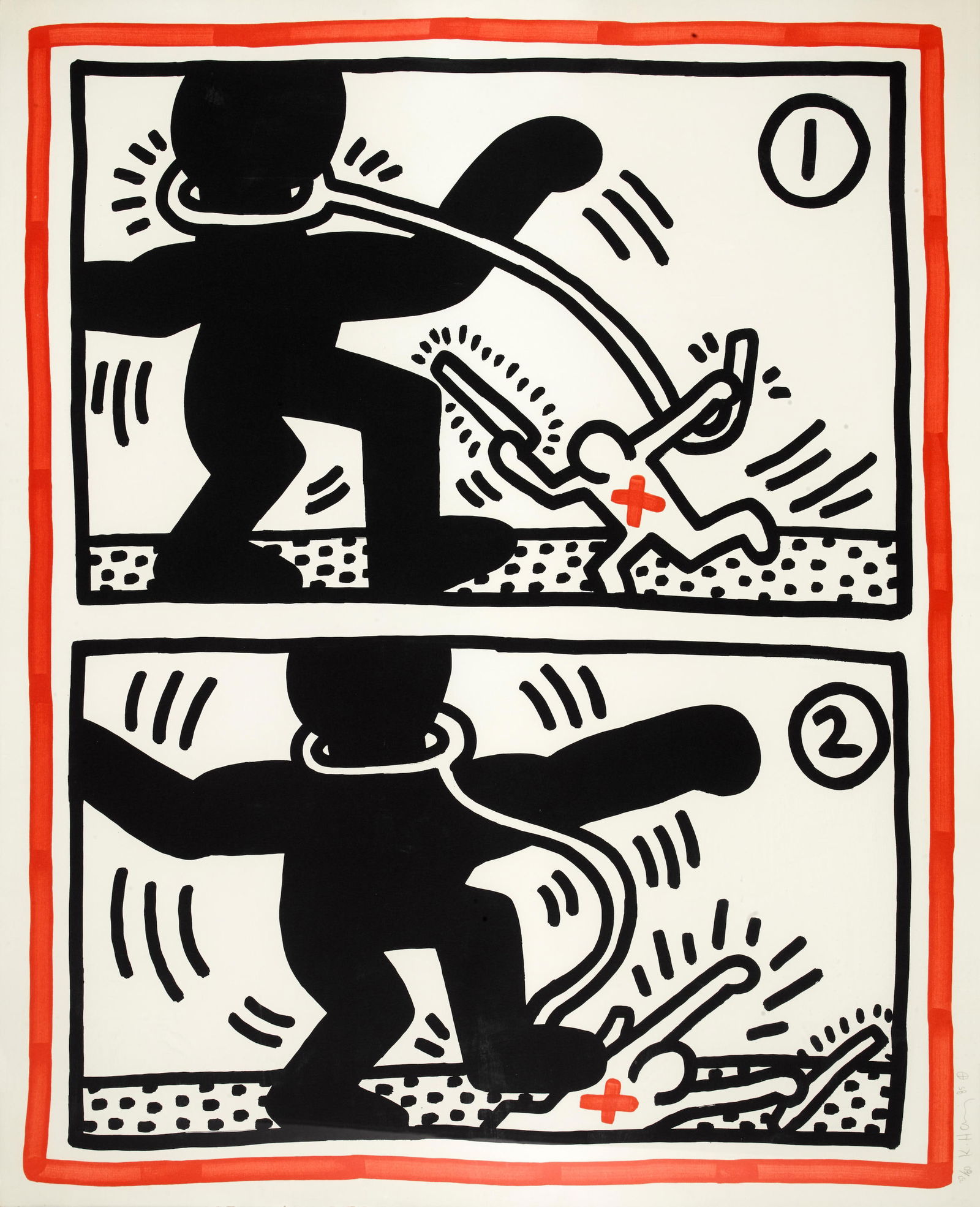 Keith Haring Africa Print: Title: Keith Haring Africa Print Description: Keith Haring Africa Print measuring at 39.5x32 inches Date: Unknown Material: Fine Art Paper Additional Information: Possible Reproduction/Printed Later R