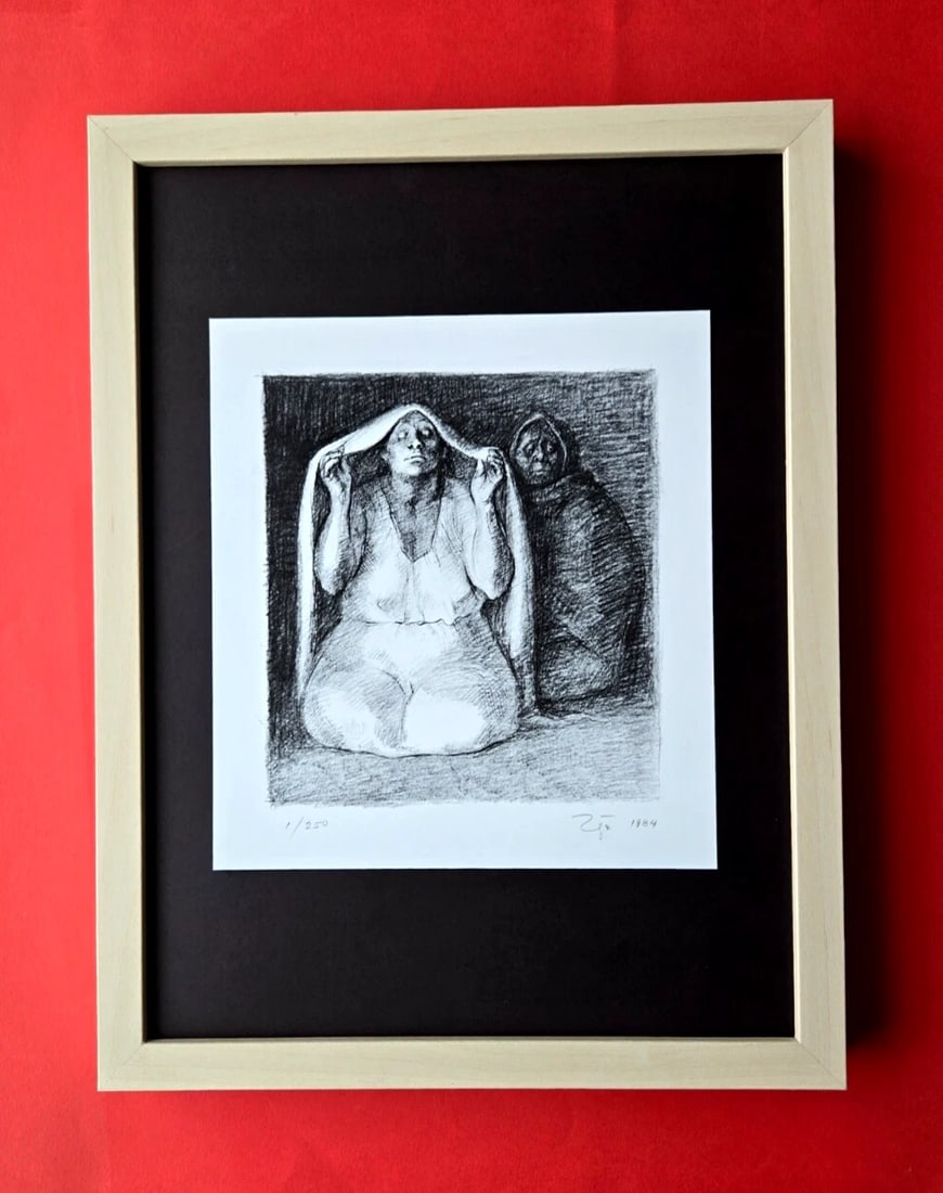 Francisco Zuniga Vintage 1990 Print Framed 16x12" –Plate Signed Artwork (1 of 2)