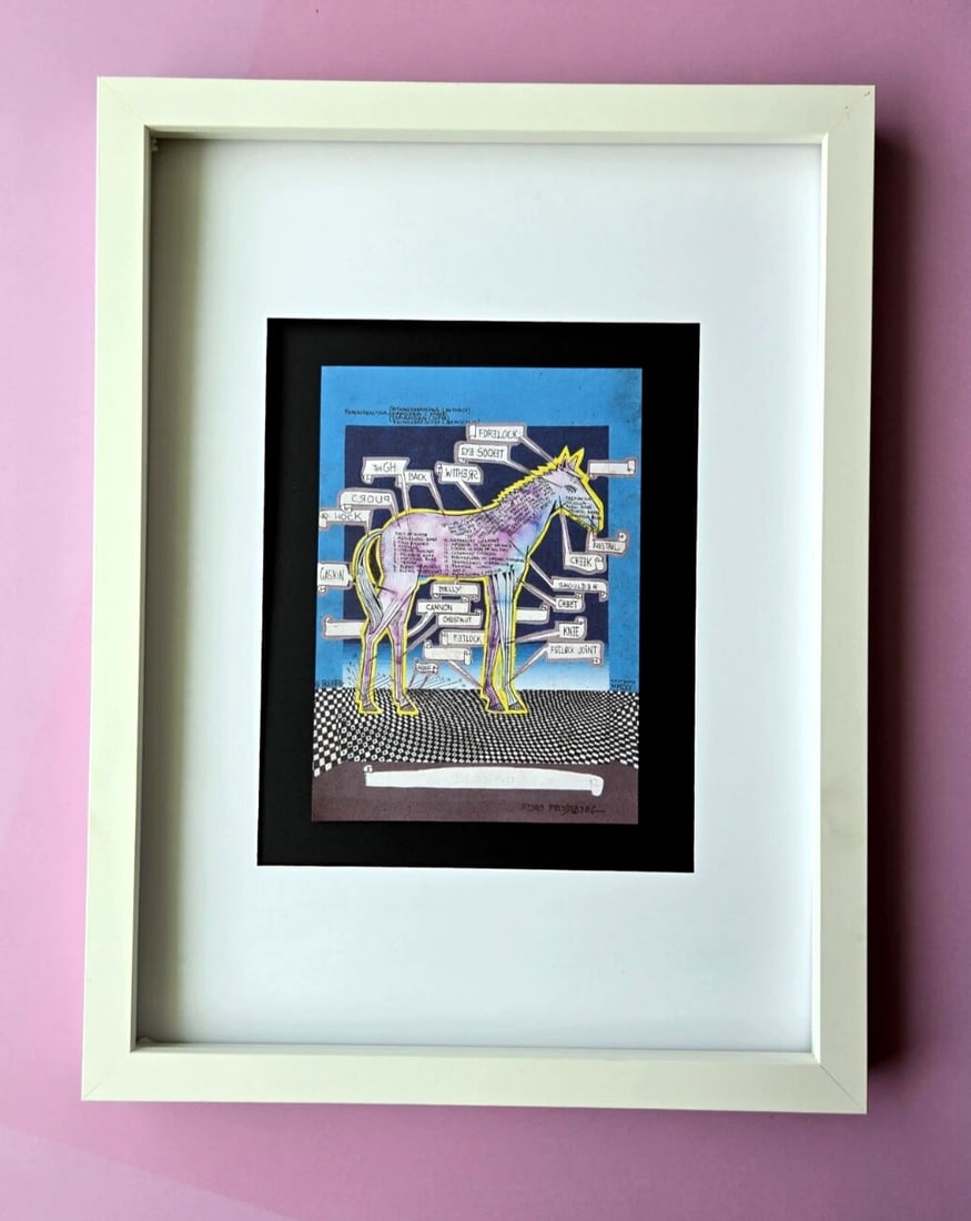 Pedro Friedeberg Signed Print 16x12" – Surreal Unicorn Anatomy Diagram Art (1 of 2)