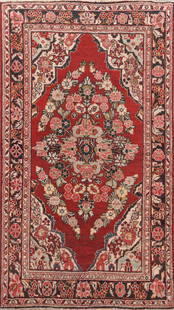 Antique Floral Mahal Persian Area Rug 4x7: Title: Antique Floral Mahal Persian Area Rug 4x7 Description:A Beautiful Genuine Iran ( Persia ) Mahal rug is Hand Knotted by skillful weavers in Iran ( Persia ) with 100% Wool Material. This rug is i