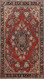 Antique Floral Mahal Persian Area Rug 4x7: Title: Antique Floral Mahal Persian Area Rug 4x7 Description:A Beautiful Genuine Iran ( Persia ) Mahal rug is Hand Knotted by skillful weavers in Iran ( Persia ) with 100% Wool Material. This rug is i