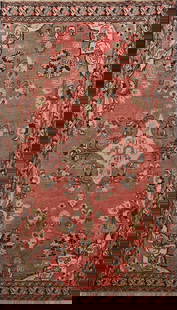 Antique Floral Mahal Persian Area Rug 4x6: Title: Antique Floral Mahal Persian Area Rug 4x6 Description:A Beautiful Genuine Iran ( Persia ) Mahal rug is Hand Knotted by skillful weavers in Iran ( Persia ) with 100% Wool Material. This rug is i