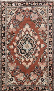 Antique Floral Mahal Persian Area Rug 4x6: Title: Antique Floral Mahal Persian Area Rug 4x6 Description:A Beautiful Genuine Iran ( Persia ) Mahal rug is Hand Knotted by skillful weavers in Iran ( Persia ) with 100% Wool Material. This rug is i