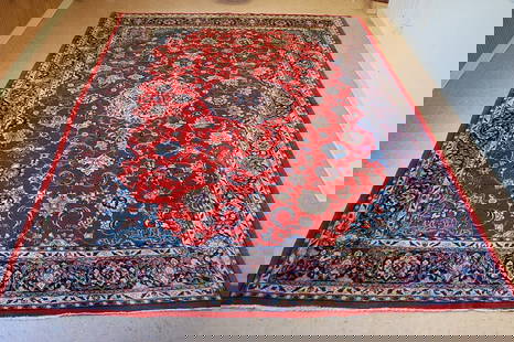 Persian SARUK RUG 9x12: Title: Persian SARUK RUG 9x12 Description:ANTIQUE FINE QUALITY ROOM SIZE SARUK RUG size is a unique 9' x 12' Highly detailed design pattern over a Red background with many wonderful colors including R