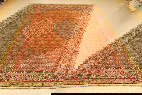 PERSIAN BIJAR RUG 6.9x10.5: Title: PERSIAN BIJAR RUG 6.9x10.5 Description:ANTIQUE DETAILED FINE CLASSIC VILLAGE WOVEN PERSIAN BIJAR RUG Circa 1930s with exact size of 6' 9" x 10' 5" Highly detailed allover design field fine and