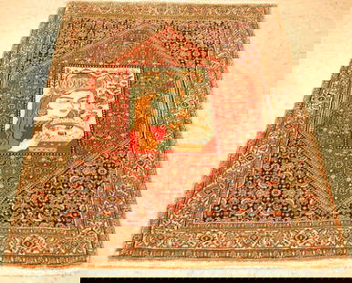 Persian BIJAR RUG 3x4.10: Title: Persian BIJAR RUG 3x4.10 Description:OLD, ANTIQUE MASTER PIECE HIGH KPSI HIGHLY DETAILED CLASSIC INDIVIDUAL WOVEN (Not workshop woven) Persian -BIJAR PICTORAL PRIENTAL RUG with exact size of 3'