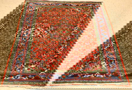Persian BIJAR RUG 3'9" x5": Title: Persian BIJAR RUG 3'9" x5" Description:OLD,ANTIQUE VILLAGE WOVEN_KORK WOOL PERSIAN -BIJAR ORIENTAL RUG.....with exact size of 3' 9" x 5' ......Classic Village woven beauty.......Herati or fish