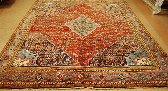 PERSIAN BIJAR 8.5x10.8: Title: PERSIAN BIJAR 8.5x10.8 Description:ANTIQUE FINE COLORFUL HIGHLY DETAILED CLASSIC VILLAGE WOVEN PERSIAN BIJAR RUG circa 1930s with exact Room size of 8' 5" x 10' 8" Allover Detailed Herati desig
