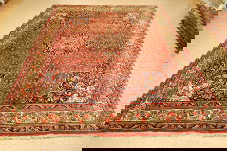 PERSIAN BIJAR 6'8" x 9'10": Title: PERSIAN BIJAR 6'8" x 9'10" Description:ANTIQUE FINE COLORFUL HIGHLY DETAILED CLASSIC VILLAGE WOVEN PERSIAN BIJAR RUG with exact Room size of 6'8" x 9'10" Allover Detailed Herati design field fi