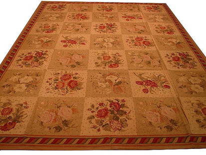 9' x 12' Multi-Color Needlepoint Rug 4057: Title:9' x 12' Multi-Color Needlepoint Rug 4057 Description:Size in Feet: Width: 9 x Length: 12 Size in Inches: Width: 108 in x Length: 144 in Colors: Multi-Color Weave: 100% Handmade Pile: 3/8" Wool