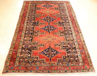 PERSIAN BIJAR RUG 5'2" x 9'10": Title: PERSIAN BIJAR RUG 5'2" x 9'10" Description:ANTIQUE DETAILED FINE CLASSIC VILLAGE WOVEN PERSIAN BIJAR RUG with exact size of 5'2" x 9'10" Highly detailed allover design field fine and delicately