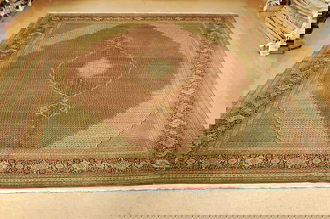 Persian TABRIZ RUG 10 x 13.2: Title: Persian TABRIZ RUG 10 x 13.2 Description:ANTIQUE AUTHENTIC VERY FINE WOVEN KORK WOOL TABRIZ RUG with an exact and very rare size of 10' x 13' 2"..Highly detailed field design pattern better kno