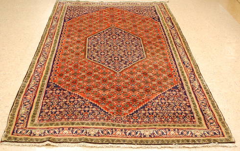 PERSIAN BIJAR RUG 5'1" x 8'10": Title: PERSIAN BIJAR RUG 5'1" x 8'10" Description:ANTIQUE DETAILED FINE CLASSIC VILLAGE WOVEN PERSIAN BIJAR RUG with exact size of 5'1" x 8'10" Highly detailed allover design field fine and delicately