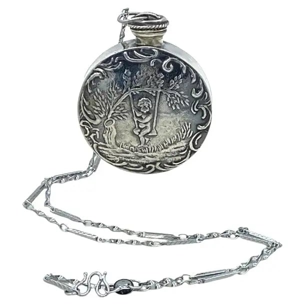 Cherub Sterling Silver Chatelaine Perfume Bottle (1 of 4)