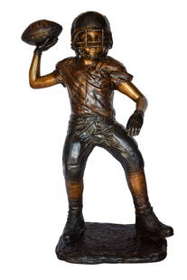 Young Boy Playing Football Bronze Statue Size: 26" x 14" x 43"H: Title: Young Boy Playing Football Bronze Statue Size: 26" x 14" x 43"H Description: Enjoy this Impressive, classic American young boy playing football in action bronze statue. The player looks ready t