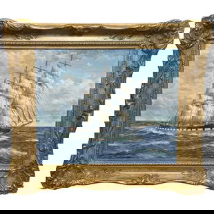 Scottish Marine Sailing Barque Ship Ross Shire Sailing by Clyde Estuary: Scottish Marine Sailing Barque Ship Ross Shire Sailing by Clyde Estuary 1 Fine British Work of Art Oil Painting Scottish Marine Sailing Barque Ship Ross Shire Sailing by Clyde Estuary. Subject seascap
