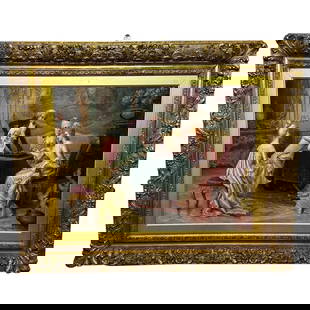 Mid 19th Century Italian Genre Oil Painting A Chess Problem by Carlo Ferranti: Mid 19th Century Italian Genre Oil Painting A Chess Problem by Carlo Ferranti 1 Large Victorian Mid 19th Century Italian Fine Art Genre Oil Painting A Chess Problem by Carlo Ferranti. Title &#8220;A C