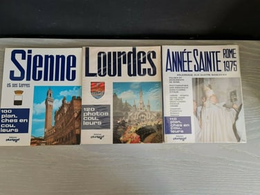 Lot of 3 Religious and Cultural Works: "Sienne et ses Terres" "Lourdes"