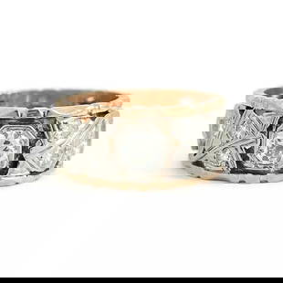 Vintage 1940's Two-Tone Diamond Eternity Ring 14K Rose Gold Palladium, 7.41 Gram: Vintage 1940's Two-Tone Diamond Eternity Ring 14K Rose White Gold, 7.41 Grams Make a statement with this beautiful ring. Please let us know if you have any questions. Circa: 1940's Diamonds: 16 round
