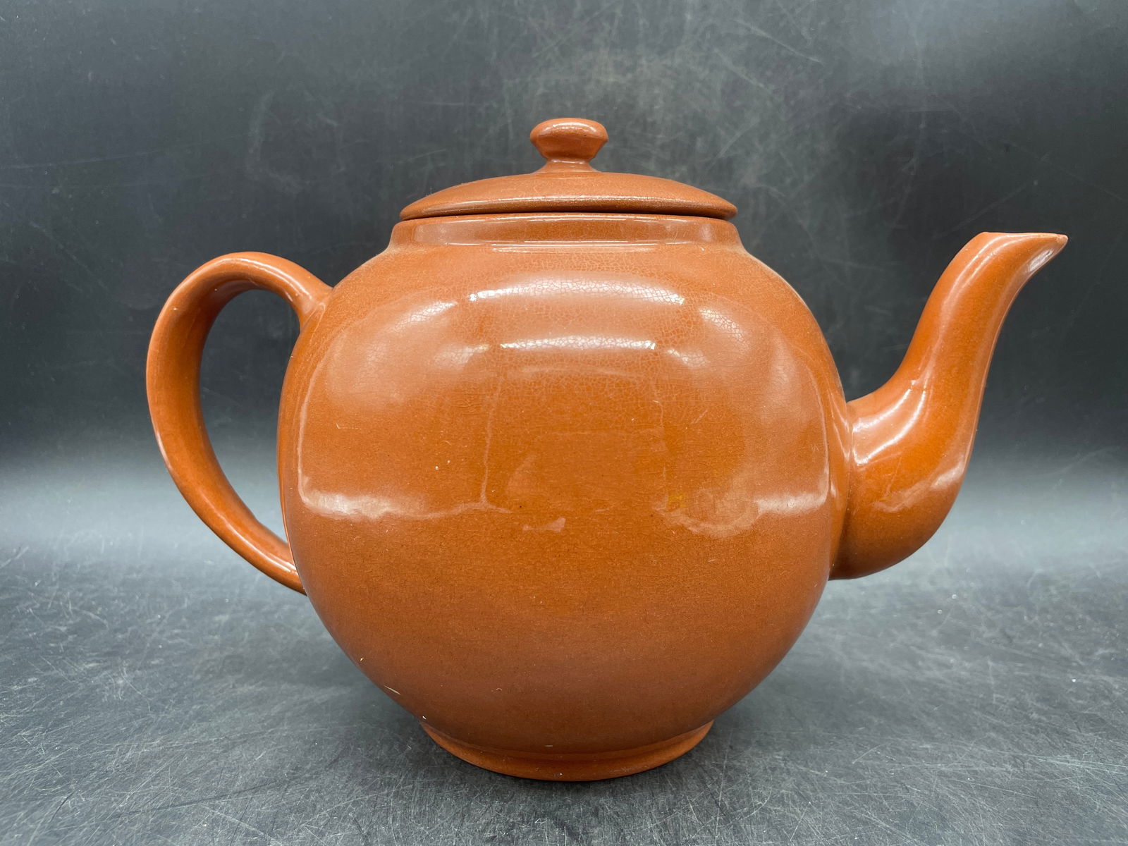1940's WELLER ART POTTERY REDWARE TEAPOT: Title: 1940's WELLER ART POTTERY REDWARE TEAPOT Date/Period: Approx. 1910-1948 Dimension: Approx 7" tall x 10 x 6" Material: pottery redware Additional Information: Charming Early 1900's American Made