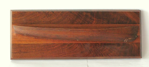Antique laminated half hull sailing ship diorama.