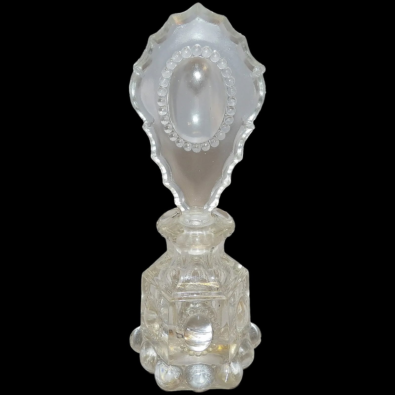 L. E. Smith Beaded Medallion Clear Glass Perfume Bottle (1 of 6)